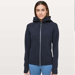 LULULEMON Scuba Hoodie Sweater Full Zip Light Cotton Fleece True Navy Size 2